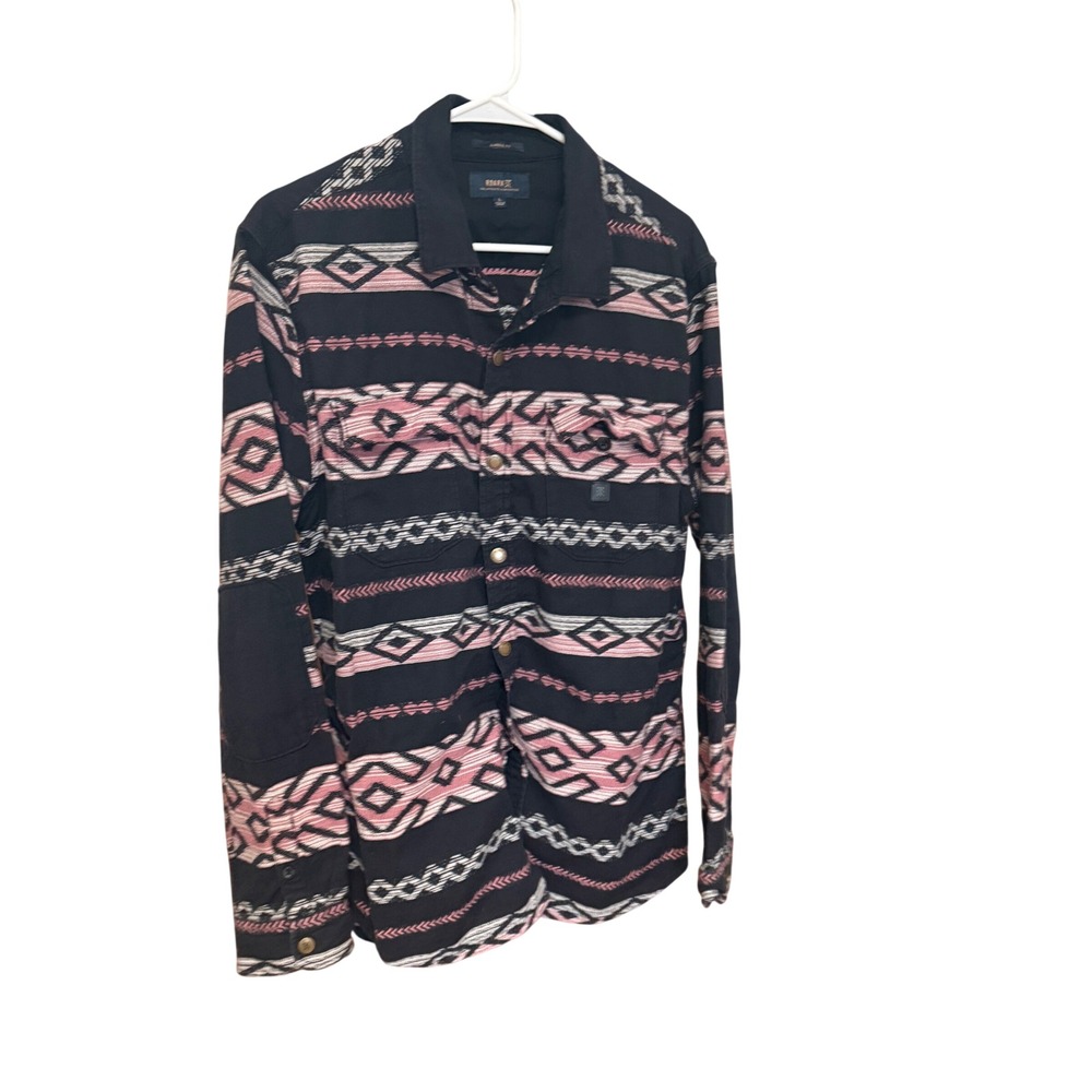 Roark Nordsman Button Down Shirt Southwestern Geometric Large Black Pink Exc